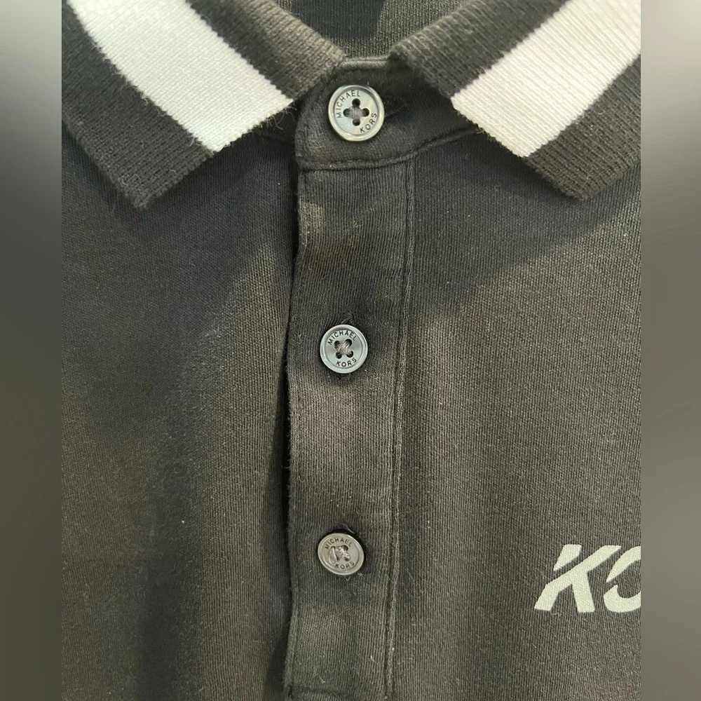 Michael Kors - Black & White Cotton Jersey Polo Shirt - Men’s Small - Picture 4 of 5